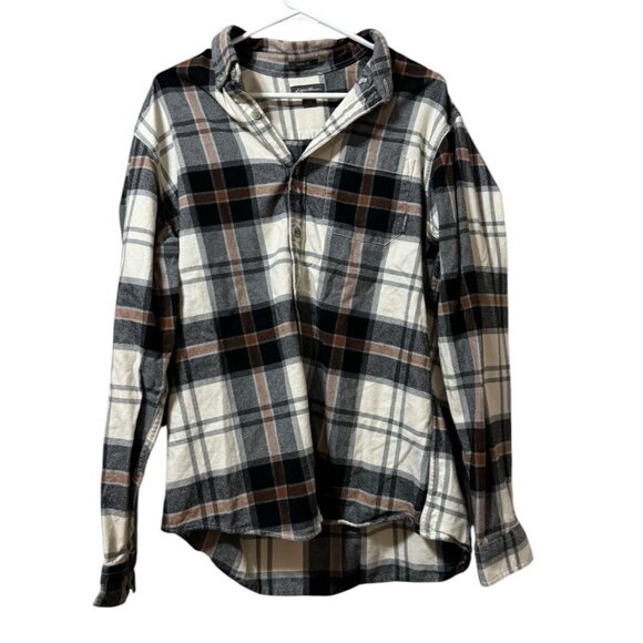 Eddie Bauer Flannel Shirt Men Sz Large Plaid Button Up Classic Fit Preppy Cotton - Picture 1 of 16